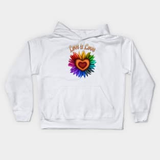 Pride LGBT+ Sunflower Heart Love is Love Kids Hoodie
